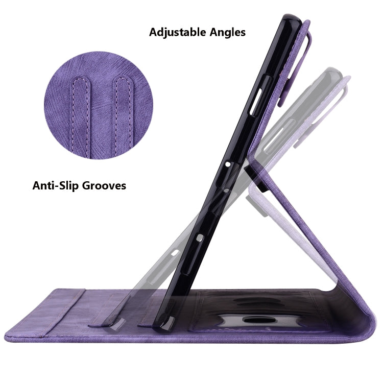 For Samsung Galaxy Tab A9 Cartoon Sakura Cat Embossed Leather Tablet Case(Purple) - Galaxy Tab A9 by PMC TechLife | Online Shopping South Africa | PMC TechLife