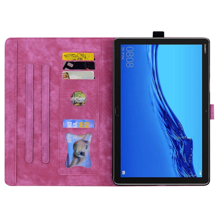 For Lenovo Tab M10 Plus 3rd Gen 2022 Cartoon Sakura Cat Embossed Leather Tablet Case(Rose Red) - Lenovo by PMC TechLife | Online Shopping South Africa | PMC TechLife | Buy Now Pay Later Mobicred