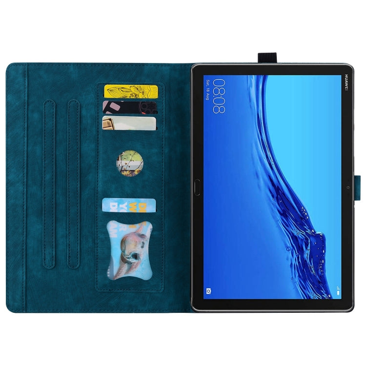 For Lenovo Tab M10 Plus 3rd Gen 2022 Cartoon Sakura Cat Embossed Leather Tablet Case(Blue) - Lenovo by PMC TechLife | Online Shopping South Africa | PMC TechLife | Buy Now Pay Later Mobicred