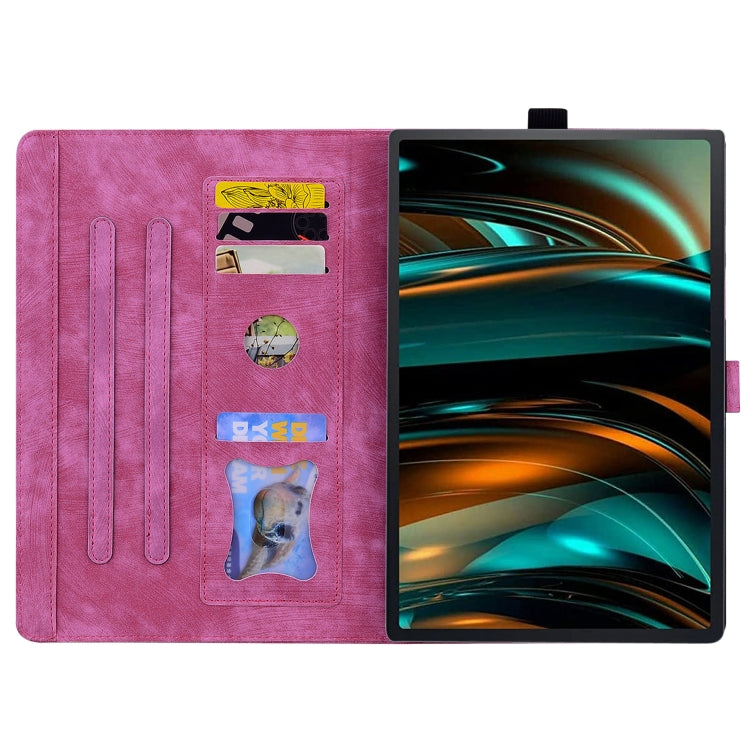 For Lenovo Tab M11 / Xiaoxin Pad 11 2024 Cartoon Sakura Cat Embossed Leather Tablet Case(Rose Red) - Lenovo by PMC TechLife | Online Shopping South Africa | PMC TechLife | Buy Now Pay Later Mobicred