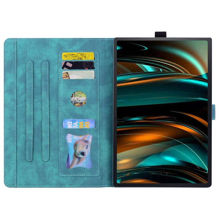 For Lenovo Tab K11 Plus / M11 Plus Cartoon Sakura Cat Embossed Leather Tablet Case(Green) - Lenovo by PMC TechLife | Online Shopping South Africa | PMC TechLife | Buy Now Pay Later Mobicred
