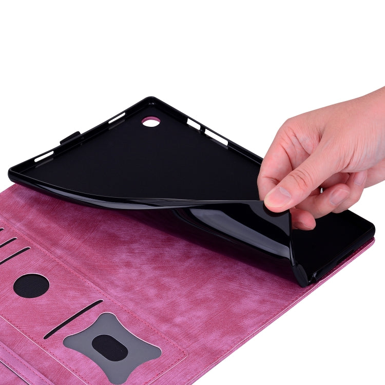 For Lenovo Tab K11 Plus / M11 Plus Cartoon Sakura Cat Embossed Leather Tablet Case(Rose Red) - Lenovo by PMC TechLife | Online Shopping South Africa | PMC TechLife | Buy Now Pay Later Mobicred