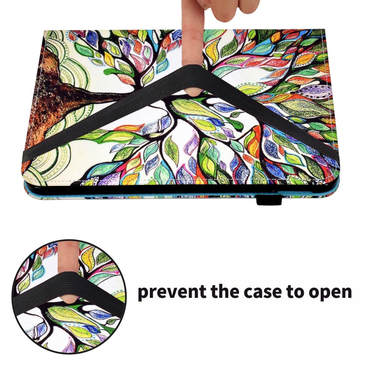 For Samsung Galaxy Tab A9+ Colored Drawing Stitching Elastic Band Leather Smart Tablet Case(Life Tree) - Galaxy Tab A9+ by PMC Jewellery | Online Shopping South Africa | PMC Jewellery