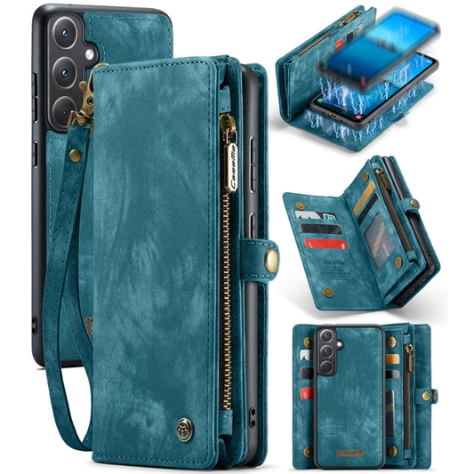 For Samsung Galaxy A35 5G CaseMe 008 Multifunctional Zipper Wallet Leather Phone Case with Lanyard(Blue) - Galaxy Phone Cases by CaseMe | Online Shopping South Africa | PMC Jewellery | Buy Now Pay Later Mobicred