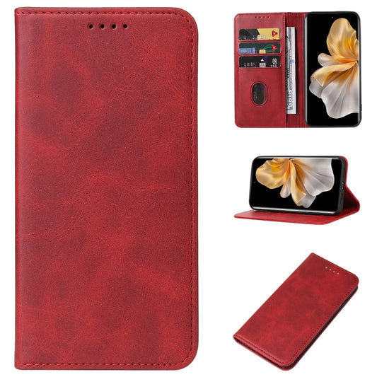 For vivo S18 Pro Magnetic Closure Leather Phone Case(Red) - S18 Pro Cases by PMC Jewellery | Online Shopping South Africa | PMC Jewellery | Buy Now Pay Later Mobicred