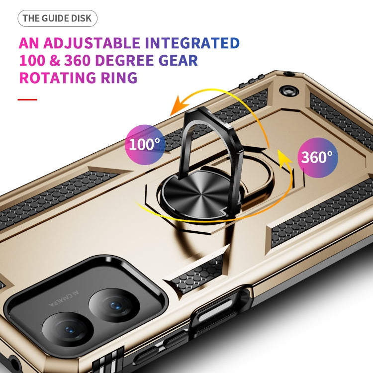 For Motorola Moto G Play 4G 2024 Shockproof TPU + PC Phone Case with Holder(Gold) - Motorola Cases by PMC Jewellery | Online Shopping South Africa | PMC Jewellery | Buy Now Pay Later Mobicred