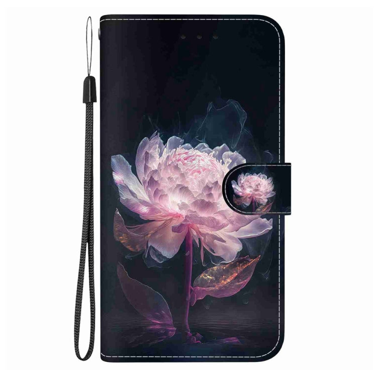For Motorola Edge 2024 Crystal Texture Colored Drawing Leather Phone Case(Purple Peony) - free shipping - PMC Jewellery - Order now!