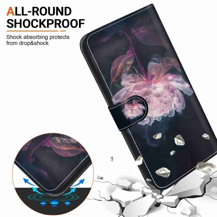 For Motorola Edge 2024 Crystal Texture Colored Drawing Leather Phone Case(Purple Peony) - free shipping - PMC Jewellery - Order now!