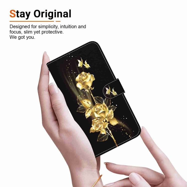 For Motorola Edge 2024 Crystal Texture Colored Drawing Leather Phone Case(Gold Butterfly Rose) - Motorola Cases by PMC Jewellery | Online Shopping South Africa | PMC Jewellery | Buy Now Pay Later Mobicred