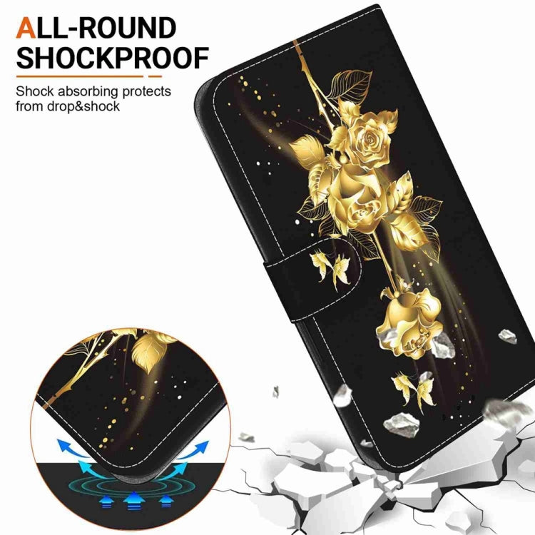 For Motorola Edge 2024 Crystal Texture Colored Drawing Leather Phone Case(Gold Butterfly Rose) - Motorola Cases by PMC Jewellery | Online Shopping South Africa | PMC Jewellery | Buy Now Pay Later Mobicred