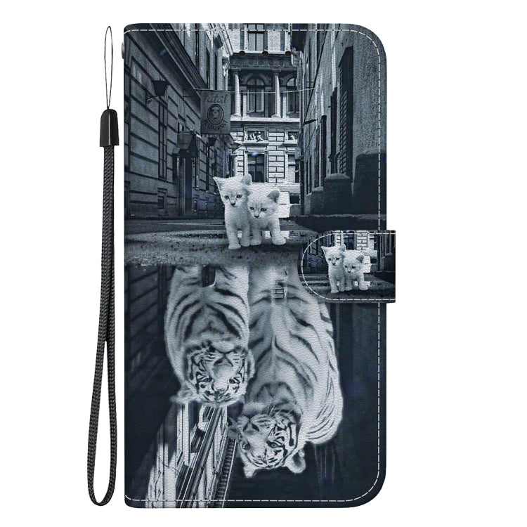 For Xiaomi Redmi Note 12 5G Crystal Texture Colored Drawing Leather Phone Case(Cat Tiger Reflection) - Xiaomi Cases by PMC Jewellery | Online Shopping South Africa | PMC Jewellery | Buy Now Pay Later Mobicred