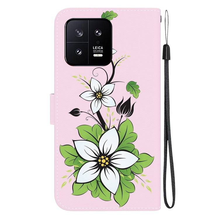 For Xiaomi 13 5G Crystal Texture Colored Drawing Leather Phone Case(Lily) - 13 Cases by PMC TechLife | Online Shopping South Africa | PMC TechLife | Buy Now Pay Later Mobicred