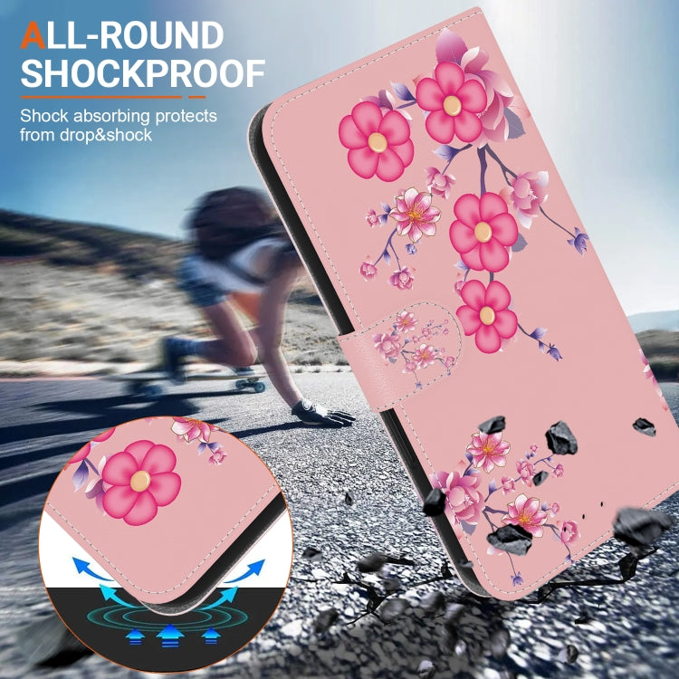For OPPO Reno11 F Global Crystal Texture Colored Drawing Leather Phone Case(Cherry Blossoms) - Reno11 F Cases by PMC TechLife | Online Shopping South Africa | PMC TechLife | Buy Now Pay Later Mobicred