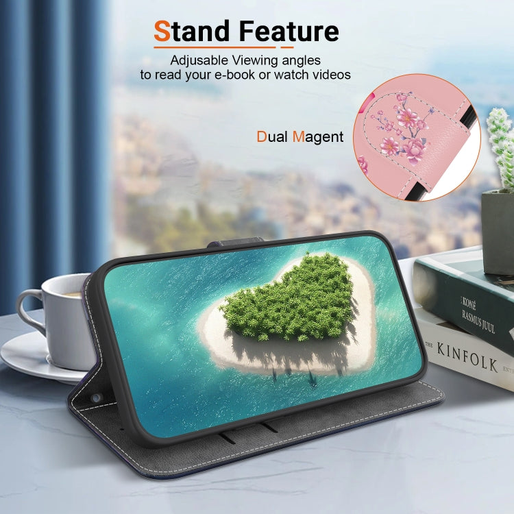 For OPPO Reno11 F Global Crystal Texture Colored Drawing Leather Phone Case(Cherry Blossoms) - Reno11 F Cases by PMC TechLife | Online Shopping South Africa | PMC TechLife | Buy Now Pay Later Mobicred