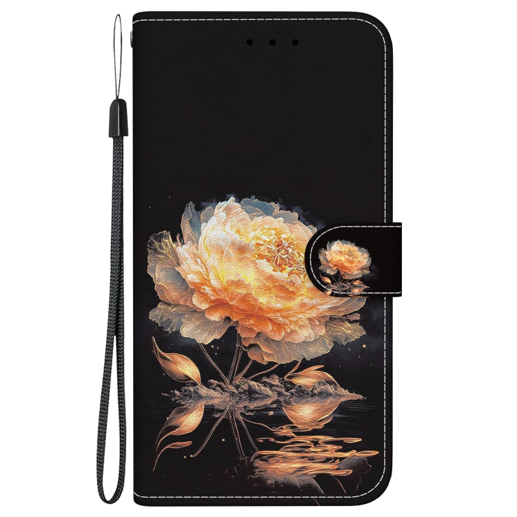 For OPPO Reno11 Global Crystal Texture Colored Drawing Leather Phone Case(Gold Peony) - Reno11 Cases by PMC TechLife | Online Shopping South Africa | PMC TechLife | Buy Now Pay Later Mobicred
