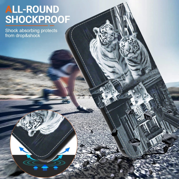 For OPPO Reno11 Pro 5G Global Crystal Texture Colored Drawing Leather Phone Case(Cat Tiger Reflection) - Reno11 Pro Cases by PMC TechLife | Online Shopping South Africa | PMC TechLife | Buy Now Pay Later Mobicred