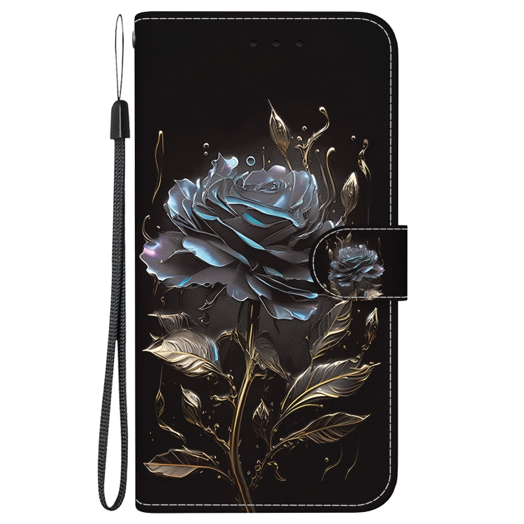 For Realme C67 4G Global Crystal Texture Colored Drawing Leather Phone Case(Black Rose) - C67 Cases by PMC TechLife | Online Shopping South Africa | PMC TechLife | Buy Now Pay Later Mobicred