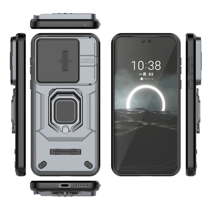 For Huawei Pura 70 Sliding Camshield TPU + PC Shockproof Phone Case with Holder(Grey) - Huawei Cases by PMC Jewellery | Online Shopping South Africa | PMC Jewellery | Buy Now Pay Later Mobicred