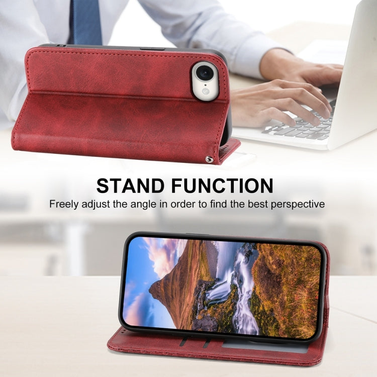 For iPhone 16e Cubic Grid Calf Texture Magnetic Leather Phone Case(Red) - iPhone 16e Cases by PMC TechLife | Online Shopping South Africa | PMC TechLife | Buy Now Pay Later Mobicred