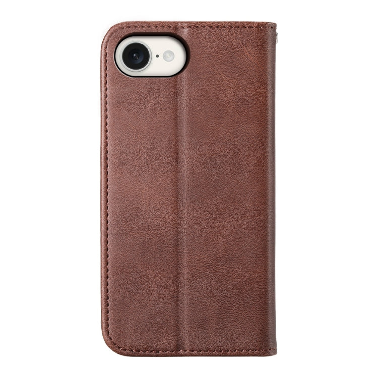 For iPhone 16e Cubic Grid Calf Texture Magnetic Leather Phone Case(Brown) - iPhone 16e Cases by PMC TechLife | Online Shopping South Africa | PMC TechLife | Buy Now Pay Later Mobicred