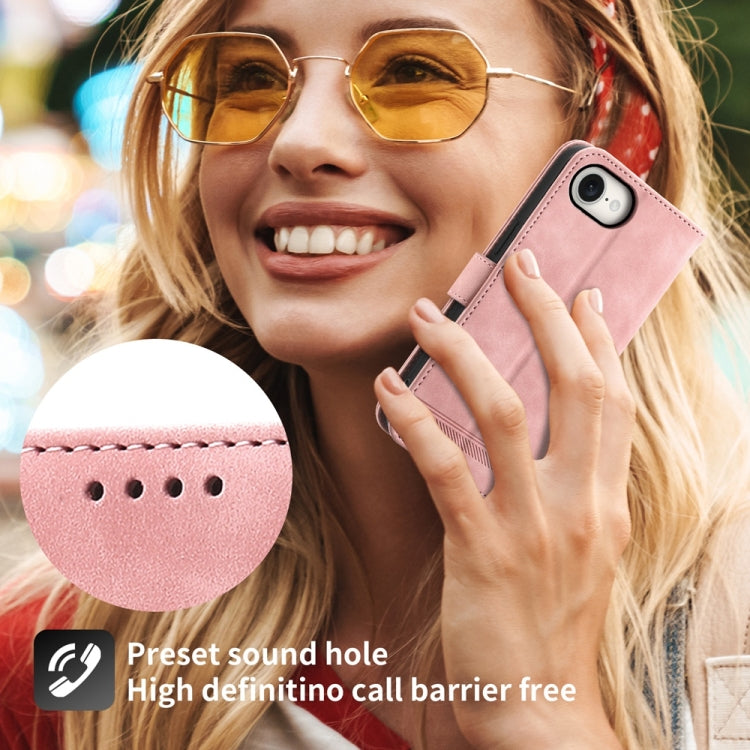 For iPhone 16e Dierfeng Dream Line TPU Hybrid PU Leather Phone Case(Pink) - free shipping - PMC TechLife - Order now!