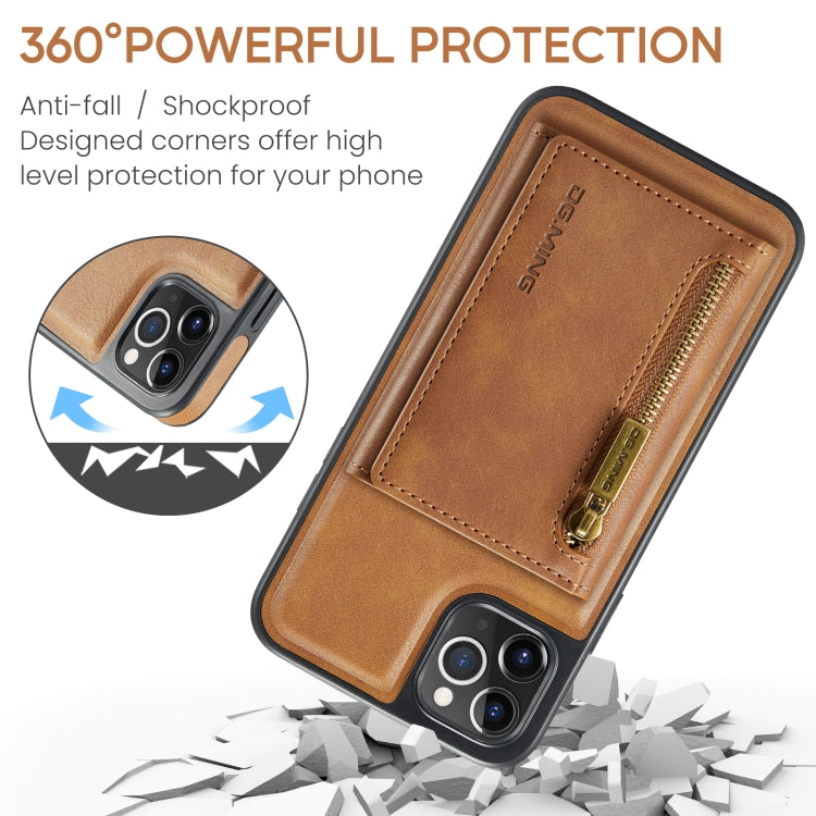 For iPhone 11 Pro Max DG.MING M5 Series Zip RFID Multi Card Detachable Leather Phone Case(Brown) - iPhone 11 Pro Max Cases by DG.MING | Online Shopping South Africa | PMC TechLife | Buy Now Pay Later Mobicred
