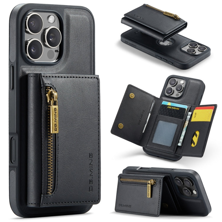 For iPhone 16 Pro DG.MING M5 Series Zip RFID Multi Card Detachable Leather Phone Case(Black) - iPhone 16 Pro Cases by DG.MING | Online Shopping South Africa | PMC Jewellery | Buy Now Pay Later Mobicred