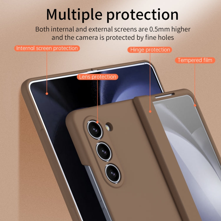 For Samsung Galaxy Z Fold5 Extraordinary Series Hinged Folding Full Phone Case with Pen Slot & Stylus(Coffee) - free shipping - PMC TechLife - Order now!
