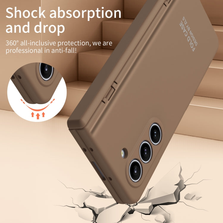 For Samsung Galaxy Z Fold5 Extraordinary Series Hinged Folding Full Phone Case with Pen Slot & Stylus(Coffee) - free shipping - PMC TechLife - Order now!