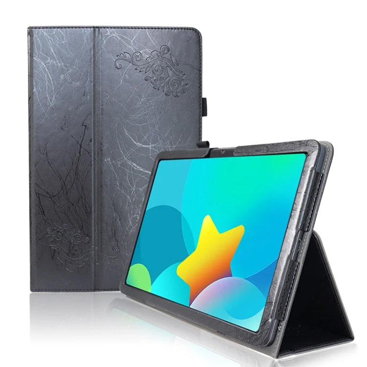 For TCL NxtPaper 11 Flower Embossed Leather Tablet Case with Handrest Strap & Pen Slot(Black) - Others by PMC TechLife | Online Shopping South Africa | PMC TechLife | Buy Now Pay Later Mobicred