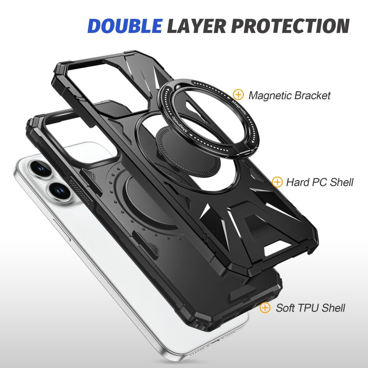 For iPhone 15 Plus MagSafe Magnetic Shockproof Phone Case with Ring Holder(Black) - iPhone 15 Plus Cases by PMC TechLife | Online Shopping South Africa | PMC TechLife