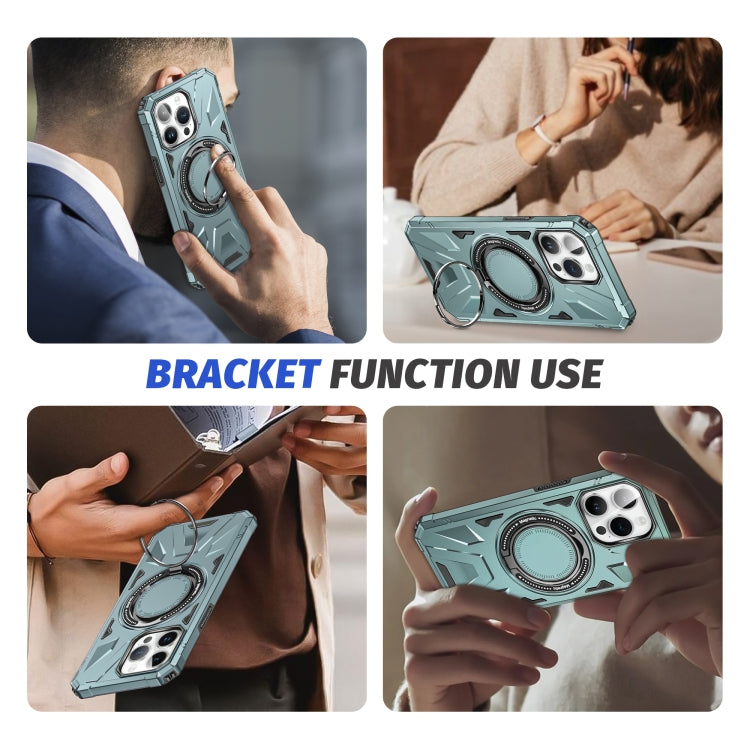 For iPhone 15 MagSafe Magnetic Shockproof Phone Case with Ring Holder(Green) - iPhone 15 Cases by PMC TechLife | Online Shopping South Africa | PMC TechLife