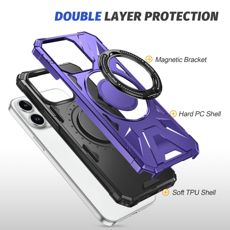 For iPhone 15 MagSafe Magnetic Shockproof Phone Case with Ring Holder(Purple) - iPhone 15 Cases by PMC TechLife | Online Shopping South Africa | PMC TechLife