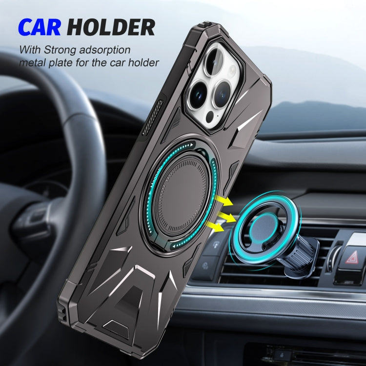 For iPhone 14 Pro MagSafe Magnetic Shockproof Phone Case with Ring Holder(Dark Grey) - iPhone 14 Pro Cases by PMC TechLife | Online Shopping South Africa | PMC TechLife