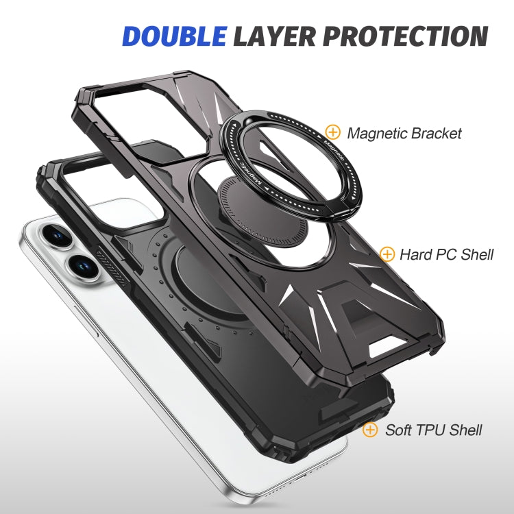 For iPhone 14 Pro MagSafe Magnetic Shockproof Phone Case with Ring Holder(Dark Grey) - iPhone 14 Pro Cases by PMC TechLife | Online Shopping South Africa | PMC TechLife