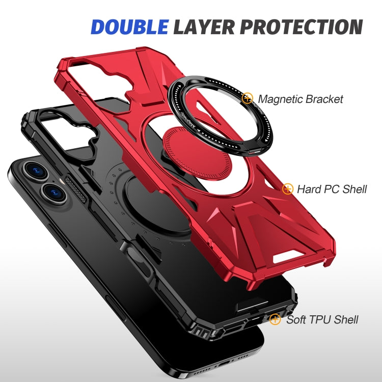 For iPhone 16 Plus MagSafe Magnetic Shockproof Phone Case with Ring Holder(Red) - iPhone 16 Plus Cases by PMC TechLife | Online Shopping South Africa | PMC TechLife | Buy Now Pay Later Mobicred
