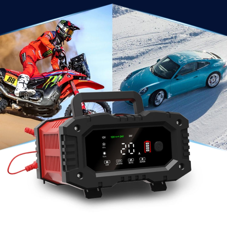 FOXSUR 12V / 24V 20A 300W Portable Motorcycle Car Smart Battery Charger(EU Plug) - free shipping - PMC TechLife - Order now!