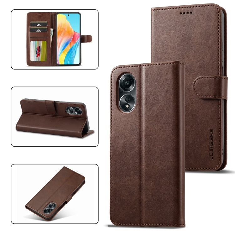 For OPPO Reno8 T 4G LC.IMEEKE Calf Texture Horizontal Flip Leather Case(Brown) - OPPO Cases by LC.IMEEKE | Online Shopping South Africa | PMC Jewellery | Buy Now Pay Later Mobicred