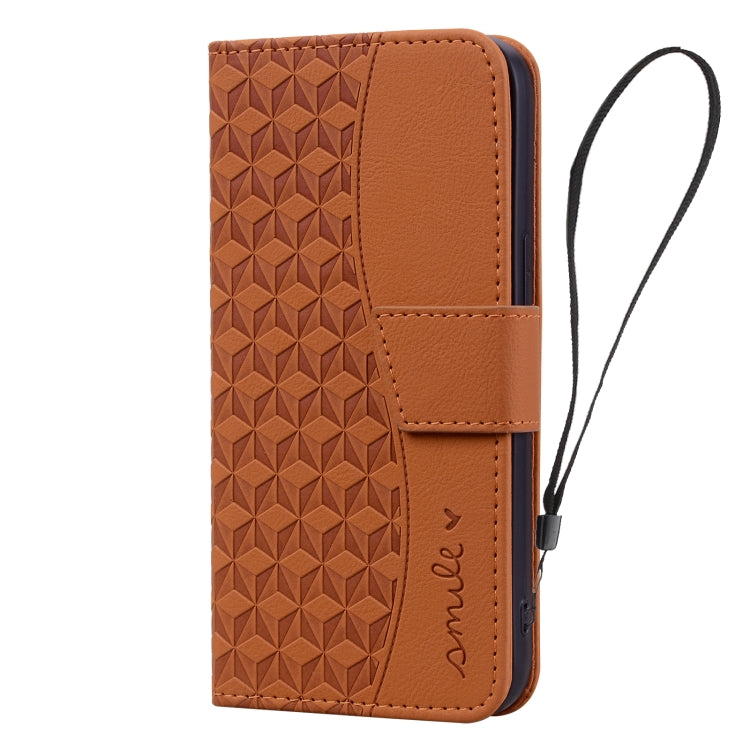 For iPhone 16 Business Diamond Buckle Leather Phone Case with Lanyard(Brown) - iPhone 16 Cases by PMC TechLife | Online Shopping South Africa | PMC TechLife | Buy Now Pay Later Mobicred