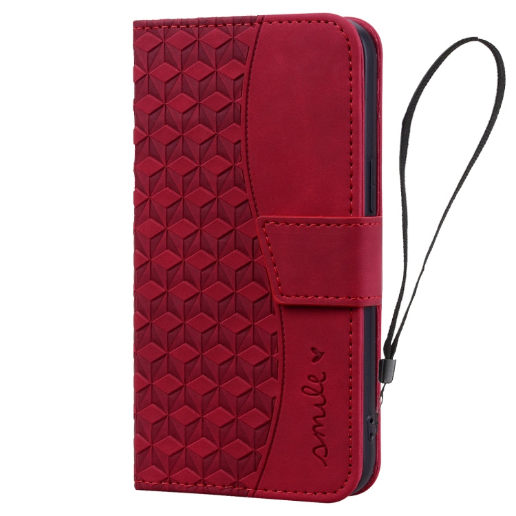For iPhone 16 Business Diamond Buckle Leather Phone Case with Lanyard(Wine Red) - iPhone 16 Cases by PMC TechLife | Online Shopping South Africa | PMC TechLife | Buy Now Pay Later Mobicred