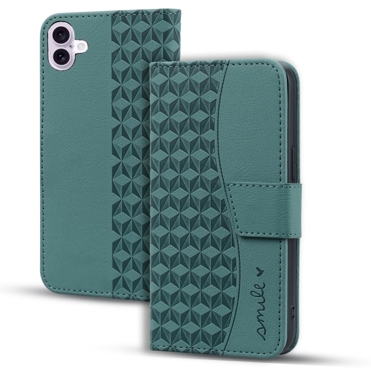 For iPhone 16 Plus Business Diamond Buckle Leather Phone Case with Lanyard(Green) - free shipping - PMC TechLife - Order now!