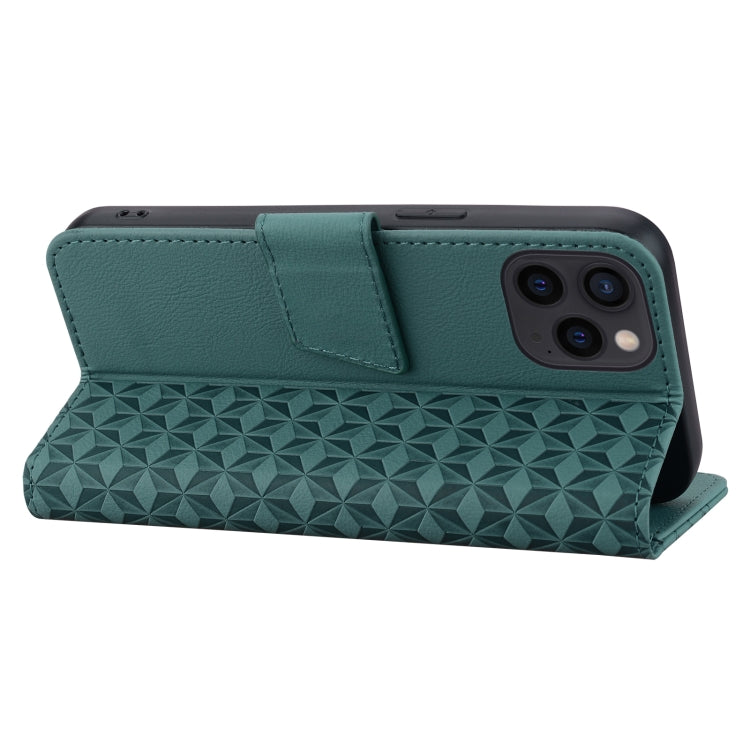 For iPhone 16 Pro Max Business Diamond Buckle Leather Phone Case with Lanyard(Green) - iPhone 16 Pro Max Cases by PMC TechLife | Online Shopping South Africa | PMC TechLife | Buy Now Pay Later Mobicred