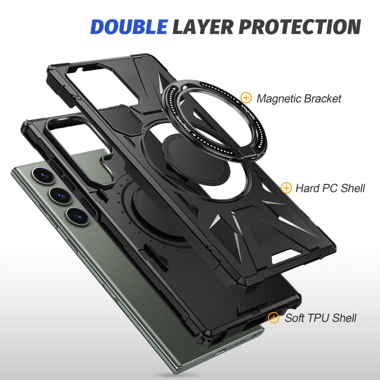 For Samsung Galaxy S23 5G MagSafe Magnetic Shockproof Phone Case with Ring Holder(Black) - Galaxy S23 5G Cases by PMC TechLife | Online Shopping South Africa | PMC TechLife