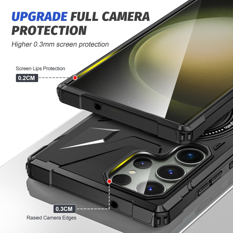 For Samsung Galaxy S23 5G MagSafe Magnetic Shockproof Phone Case with Ring Holder(Black) - Galaxy S23 5G Cases by PMC TechLife | Online Shopping South Africa | PMC TechLife