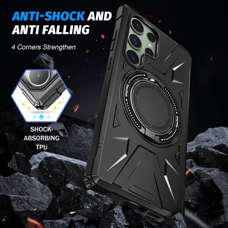 For Samsung Galaxy S23 5G MagSafe Magnetic Shockproof Phone Case with Ring Holder(Black) - Galaxy S23 5G Cases by PMC TechLife | Online Shopping South Africa | PMC TechLife