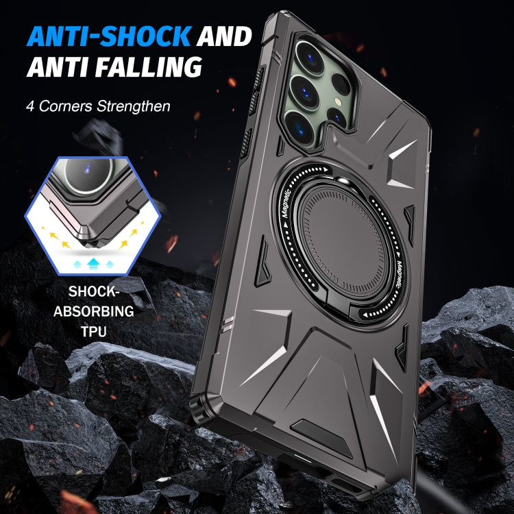 For Samsung Galaxy S23 5G MagSafe Magnetic Shockproof Phone Case with Ring Holder(Dark Grey) - Galaxy S23 5G Cases by PMC TechLife | Online Shopping South Africa | PMC TechLife