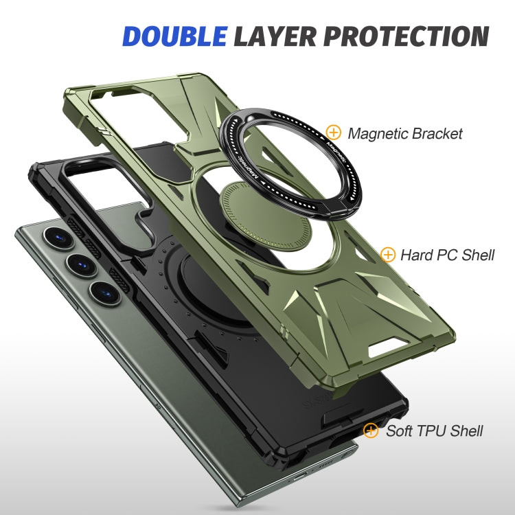 For Samsung Galaxy S23+ 5G MagSafe Magnetic Shockproof Phone Case with Ring Holder(Dark Green) - Galaxy S23+ 5G Cases by PMC TechLife | Online Shopping South Africa | PMC TechLife