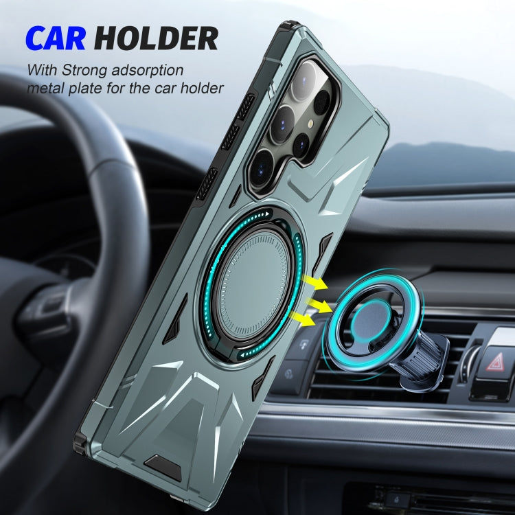 For Samsung Galaxy S23 Ultra 5G MagSafe Magnetic Shockproof Phone Case with Ring Holder(Green) - Galaxy S23 Ultra 5G Cases by PMC TechLife | Online Shopping South Africa | PMC TechLife