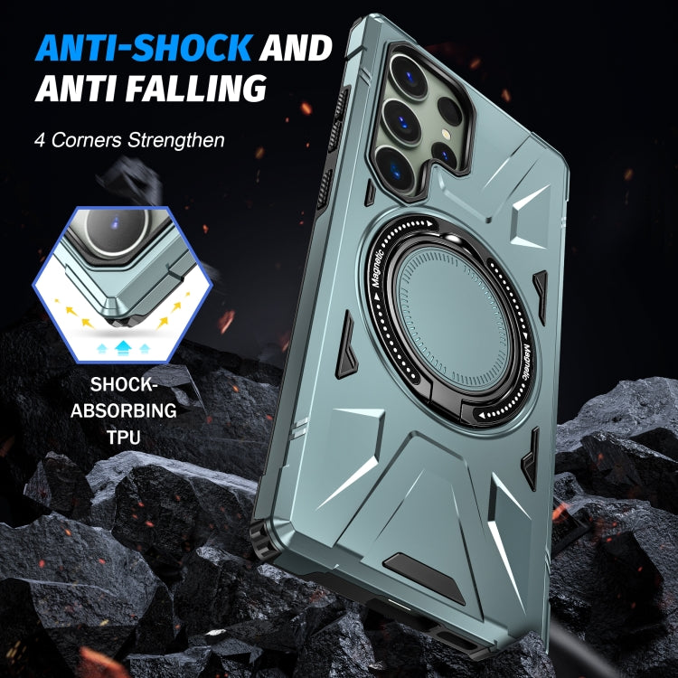 For Samsung Galaxy S23 Ultra 5G MagSafe Magnetic Shockproof Phone Case with Ring Holder(Green) - Galaxy S23 Ultra 5G Cases by PMC TechLife | Online Shopping South Africa | PMC TechLife