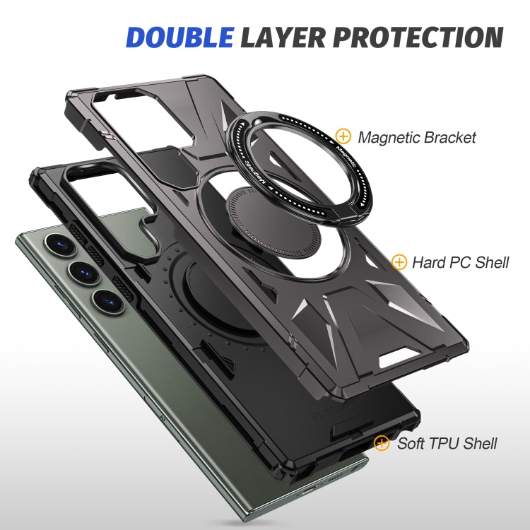 For Samsung Galaxy S23 Ultra 5G MagSafe Magnetic Shockproof Phone Case with Ring Holder(Dark Grey) - Galaxy S23 Ultra 5G Cases by PMC TechLife | Online Shopping South Africa | PMC TechLife
